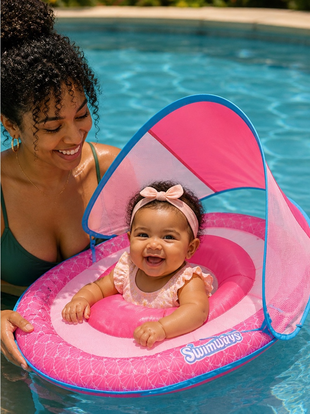 SwimWays Baby 9-24 mths pink Float with Sun Canopy brand new in Carrying Case